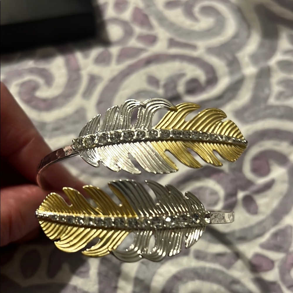 Gold and Silver Feather Bracelet